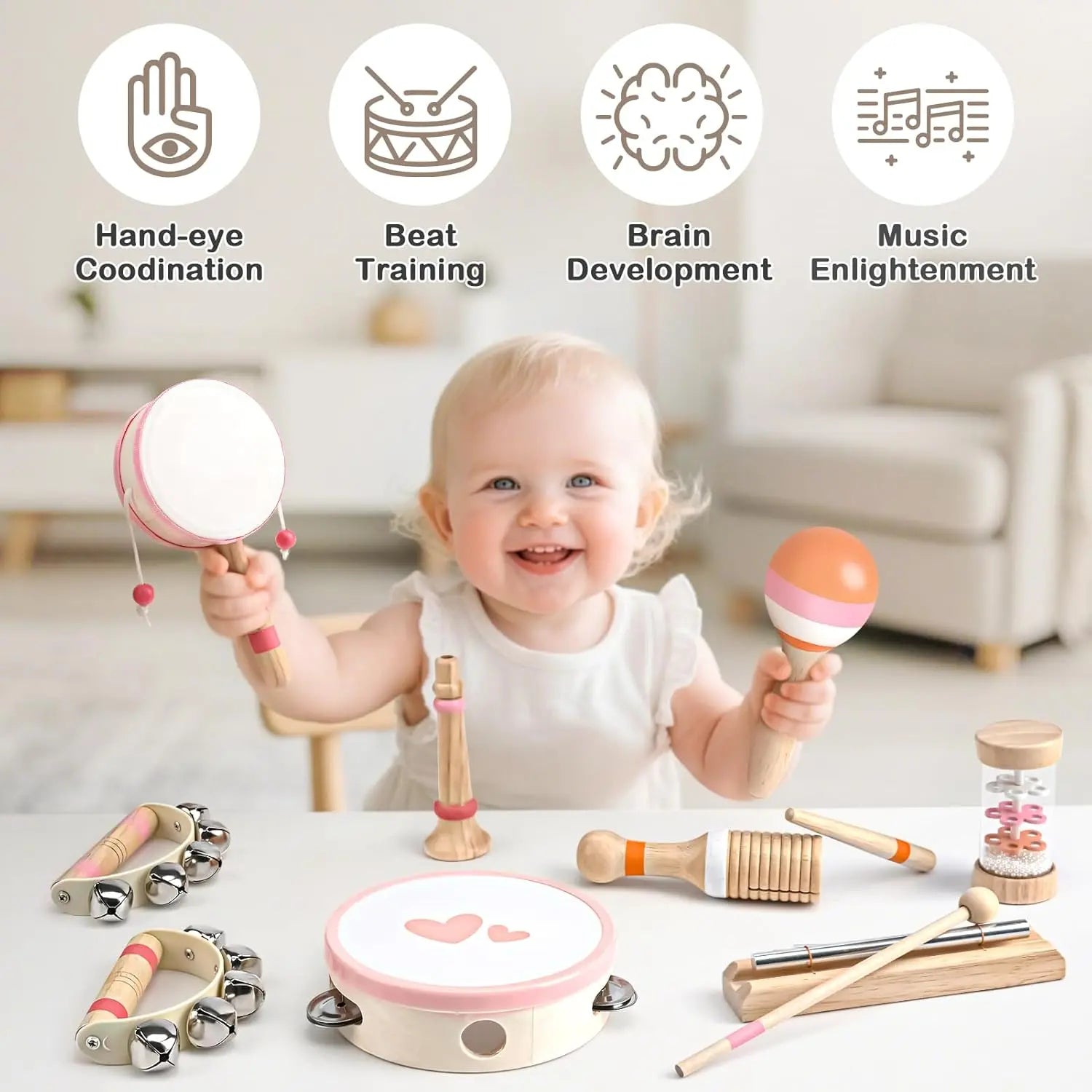 Wooden Montessori Instruments for 2-3 Year Old Girls