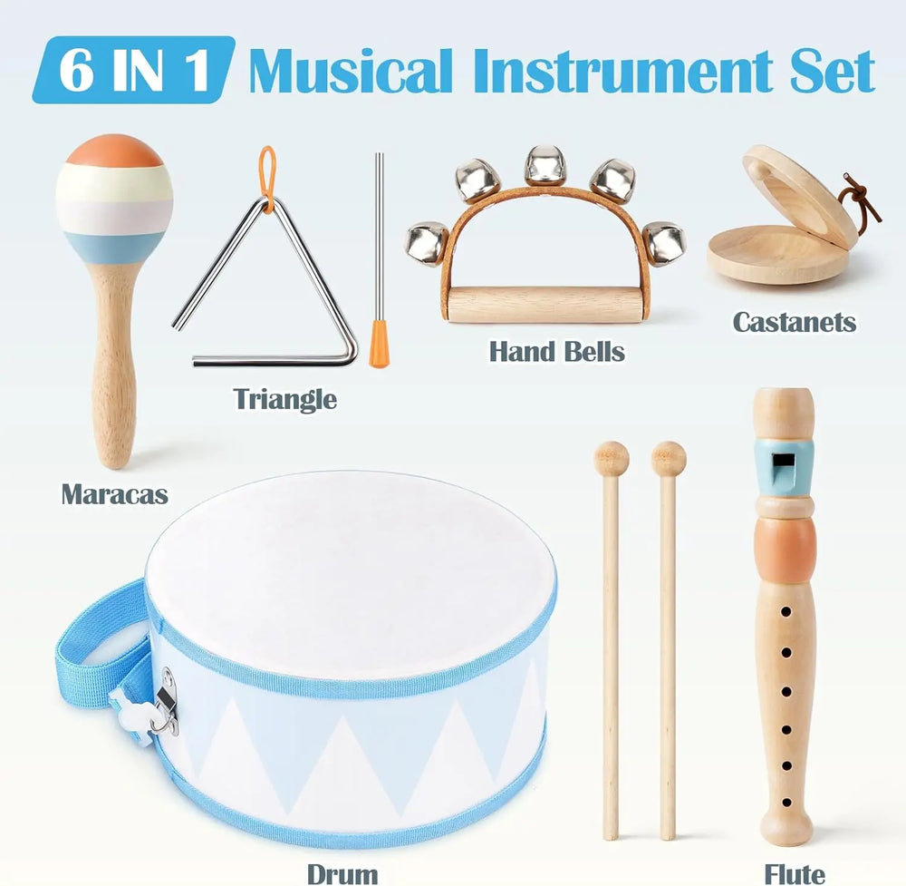 Montessori Wooden Drum Set for Preschoolers