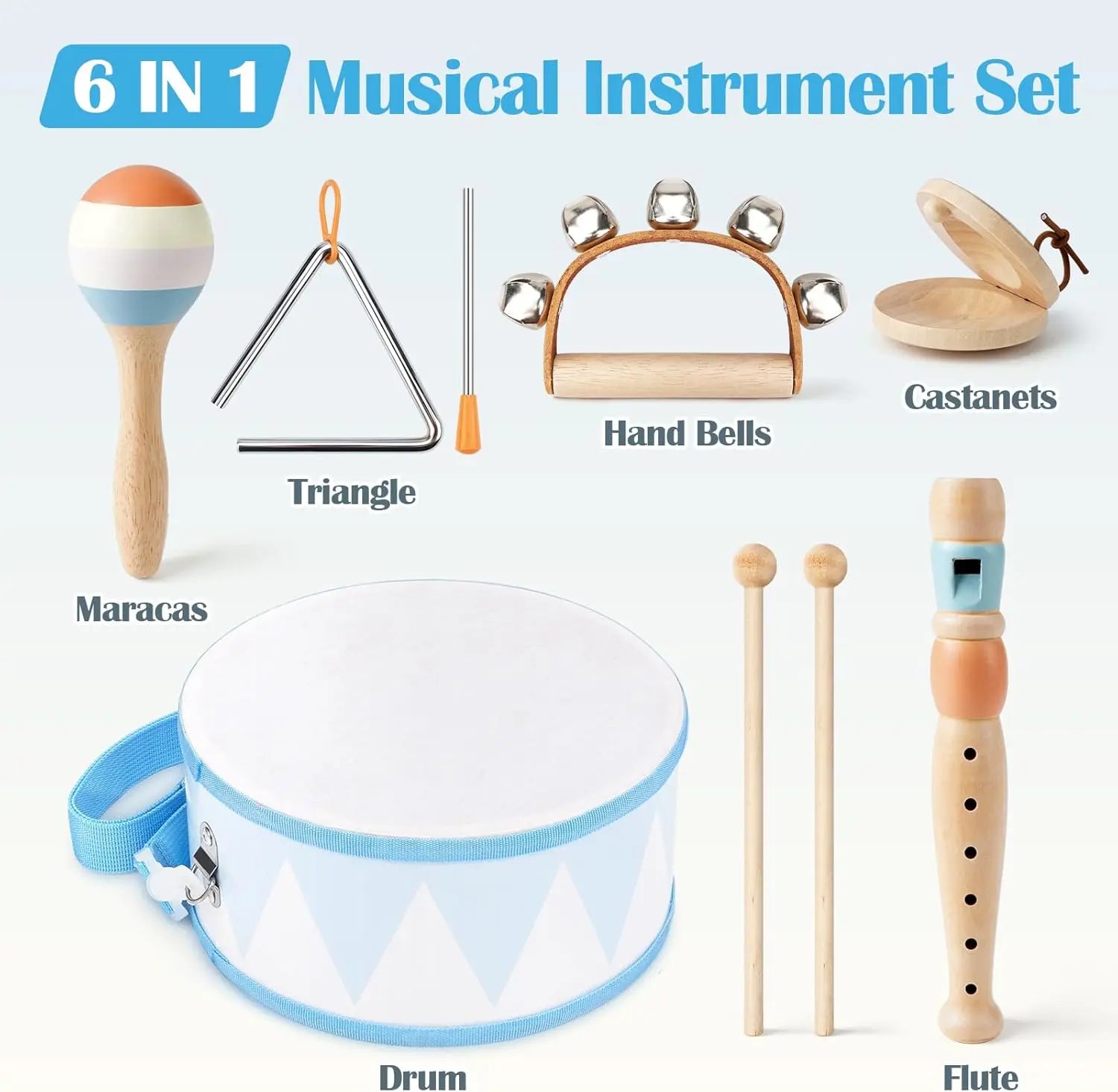 Montessori Wooden Drum Set for Preschoolers