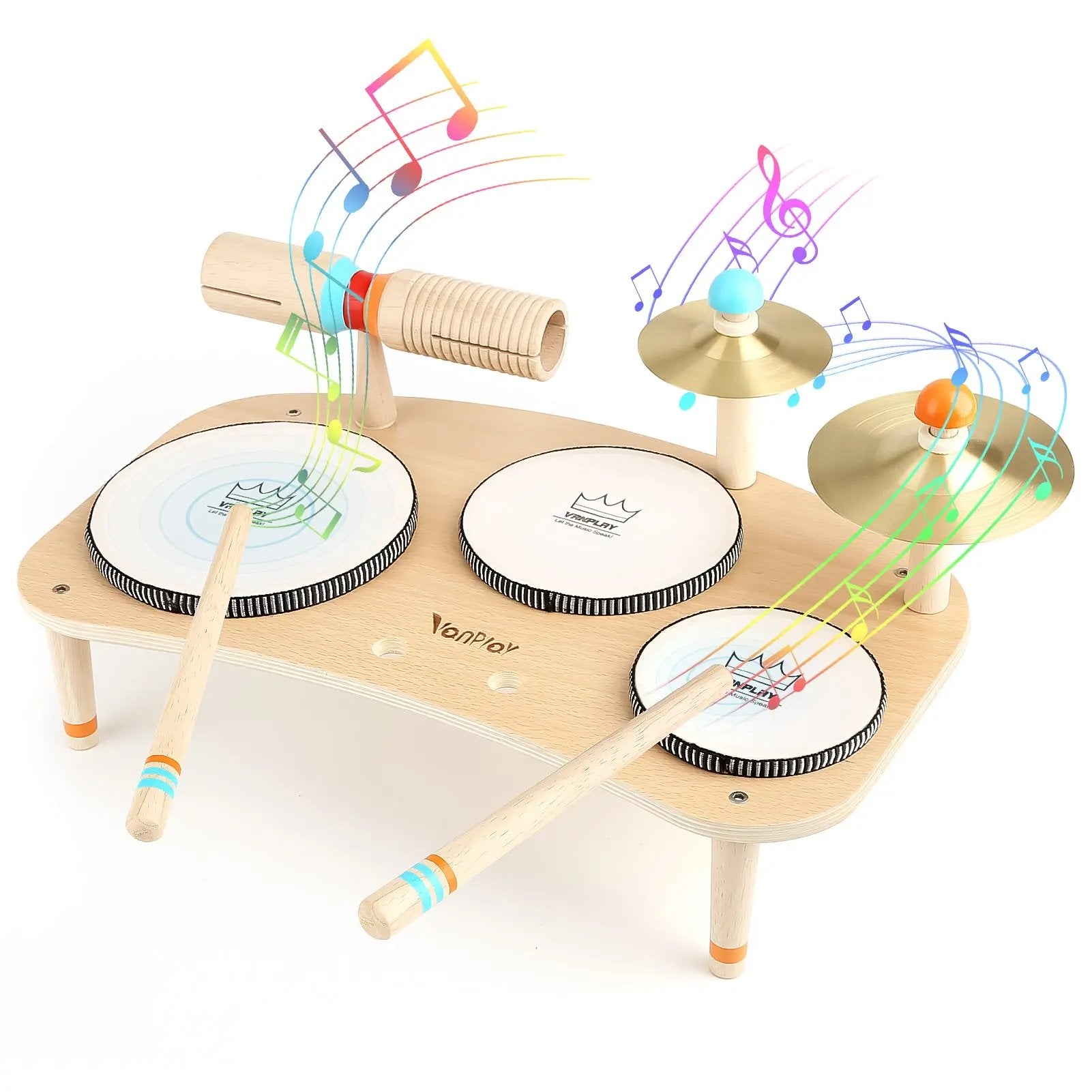 Little Beat Makers - Montessori Wooden Music Table 8-in-1 Drum Set