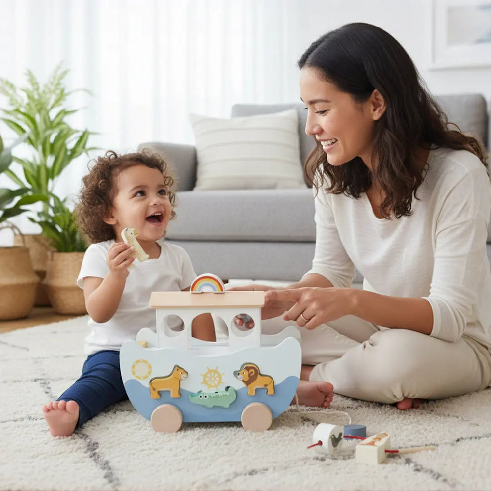 Wooden Noah's Ark Toy for Montessori Learning