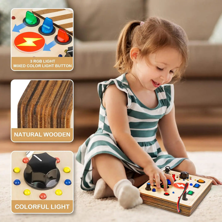 Montessori Busy Board Wooden Sensory Toys for Toddlers