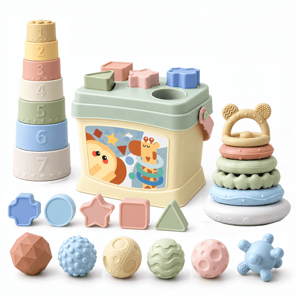 Soft Touch Silicone Teething & Sensory Stacking Toy