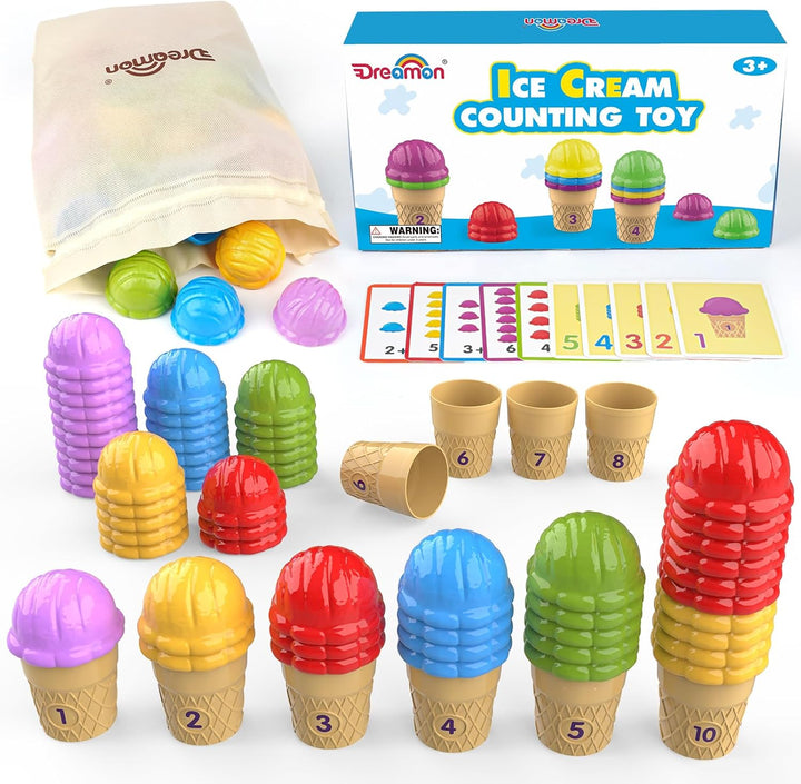 Ice Cream Sorting & Counting Toys – Montessori Math Learning Set for Toddlers