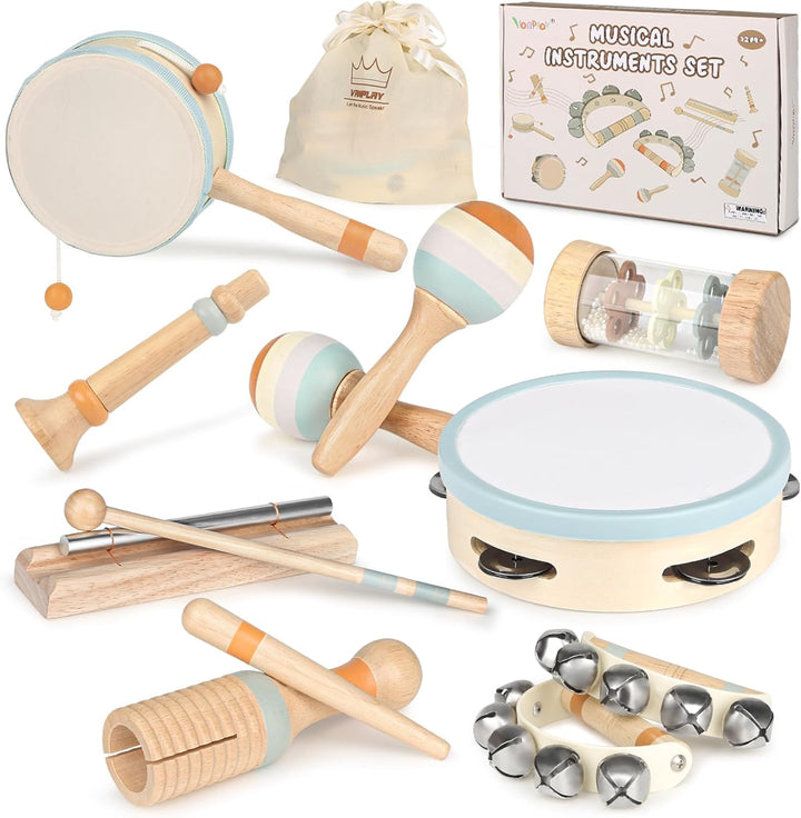 Wooden Montessori Musical Toys for Toddlers 1-3 – Baby Drum & Instrument