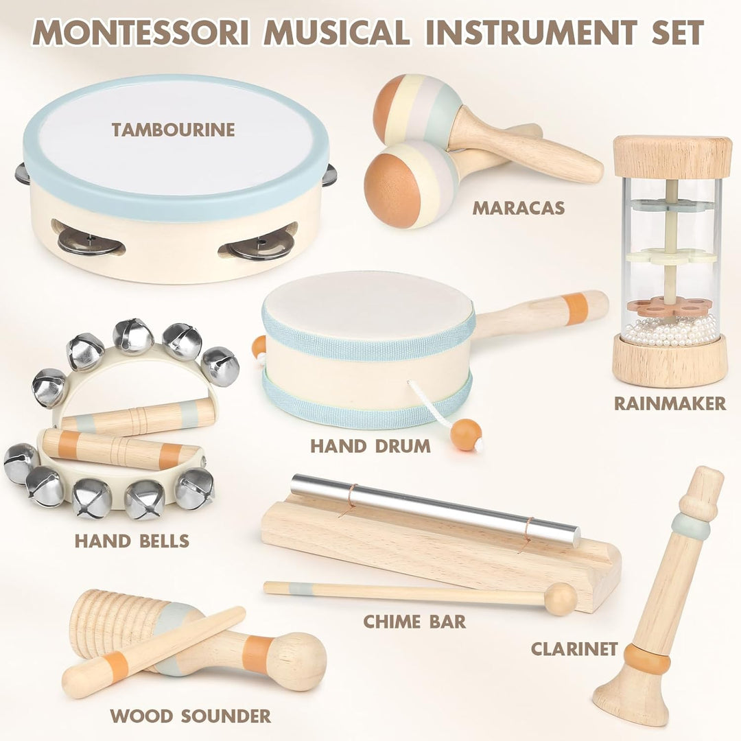 Wooden Montessori Musical Toys for Toddlers 1-3 – Baby Drum & Instrument