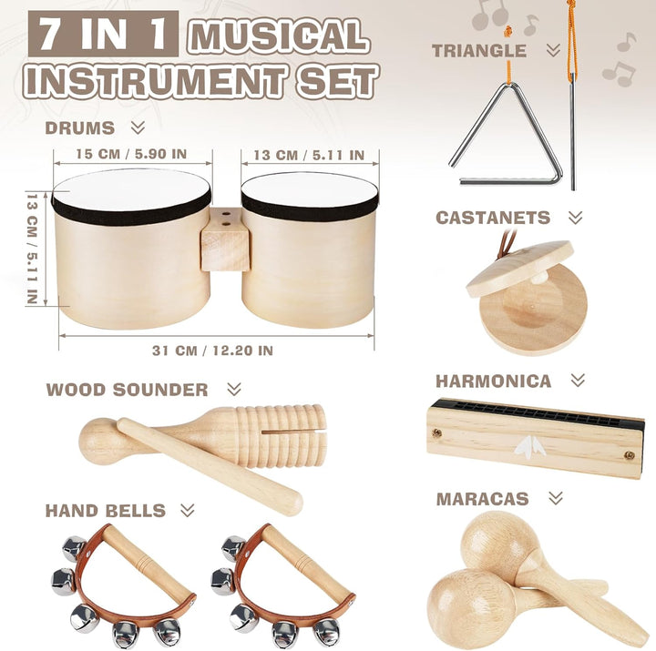 Toddlers Drum Set – 6-in-1 Montessori Musical Toys