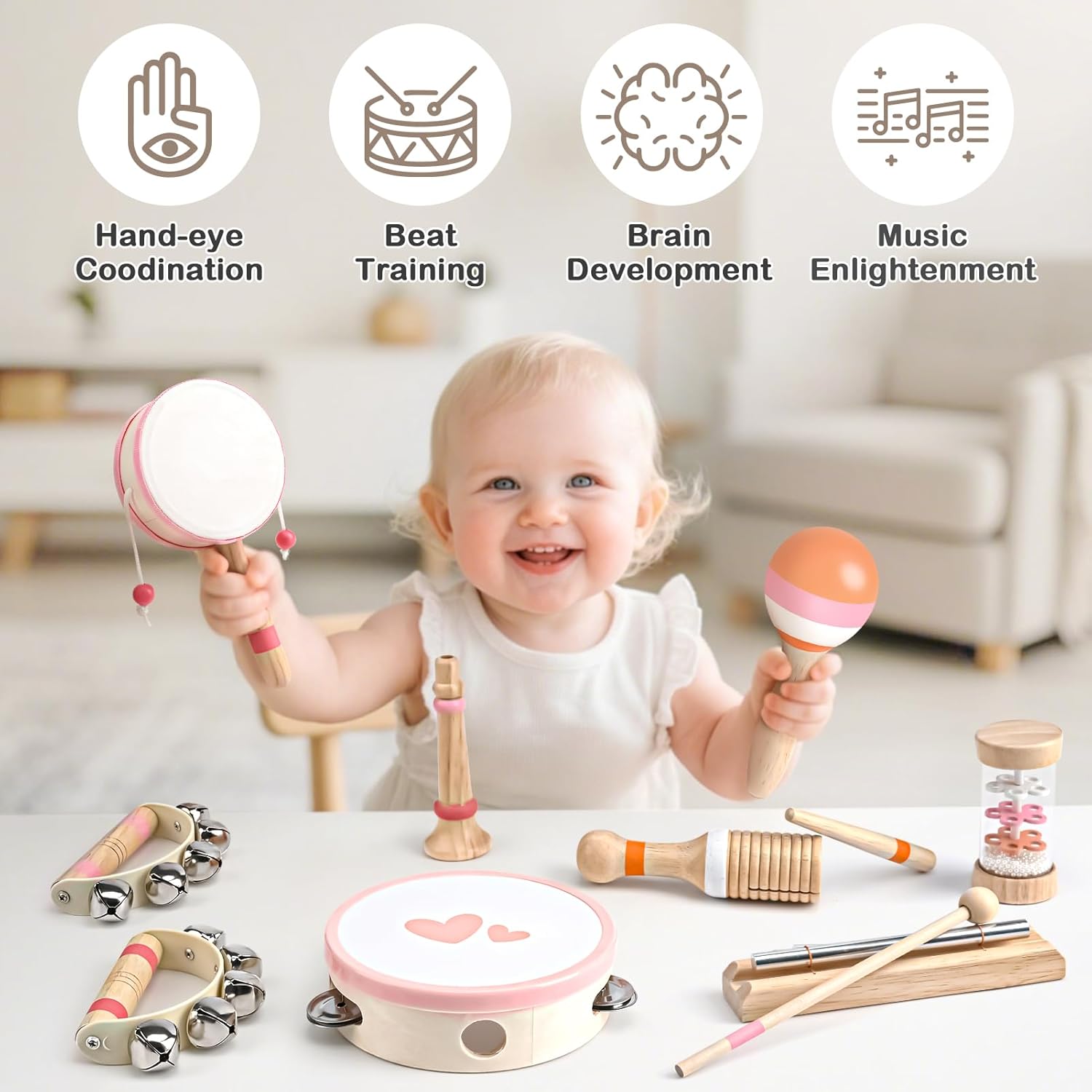 Wooden Montessori Instruments for 2-3 Year Old Girls