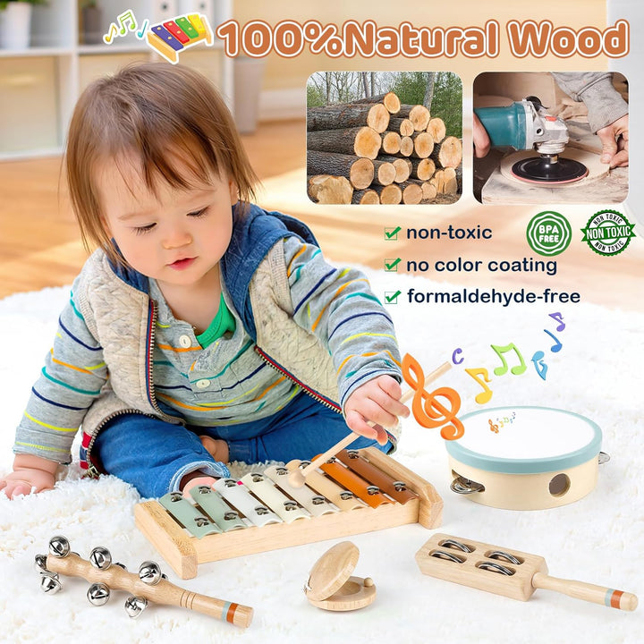 Wooden Musical Instruments Set for Toddlers