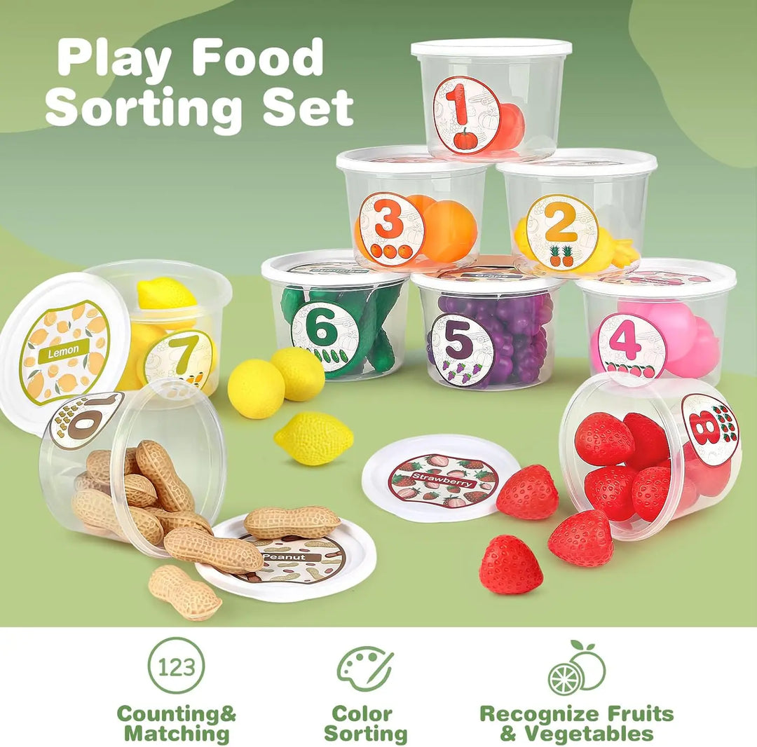 Color Sorting Toys with Play Food for Toddlers 