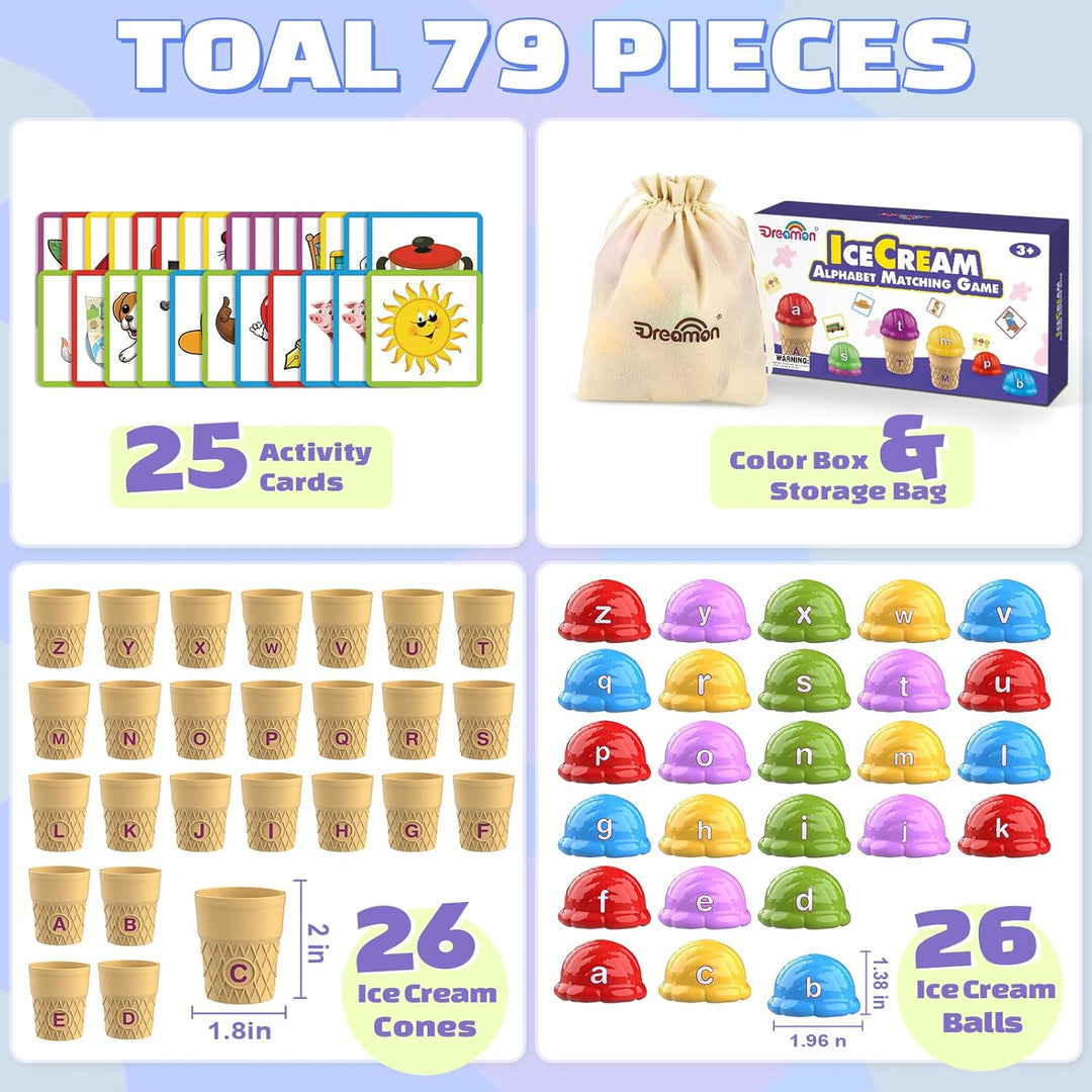 Ice Cream Sorting & Alphabet Toys – Montessori Learning for Toddlers