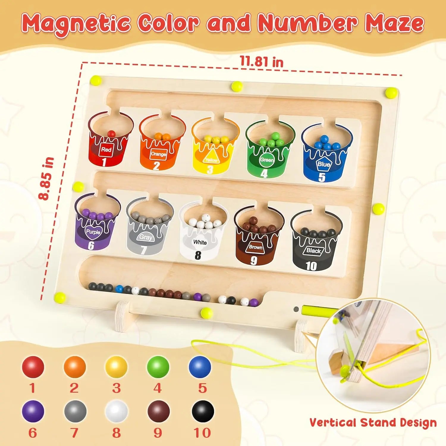 Magnetic Color & Number Maze – Montessori Toy for Toddlers – Joyreal