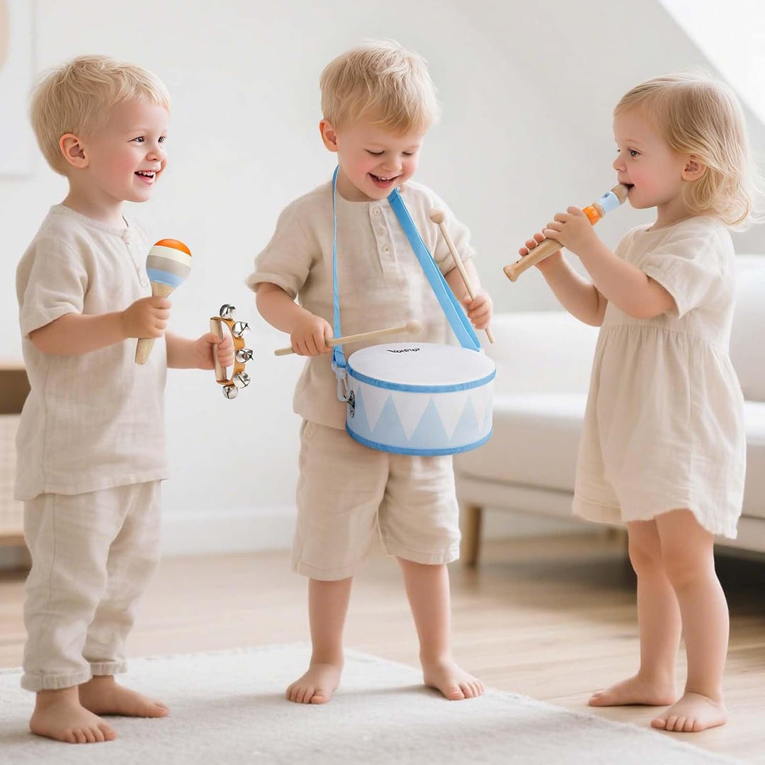 Toddlers Drum Set - 6-in-1 Wooden Montessori Musical Toys for 2-4 Year Olds