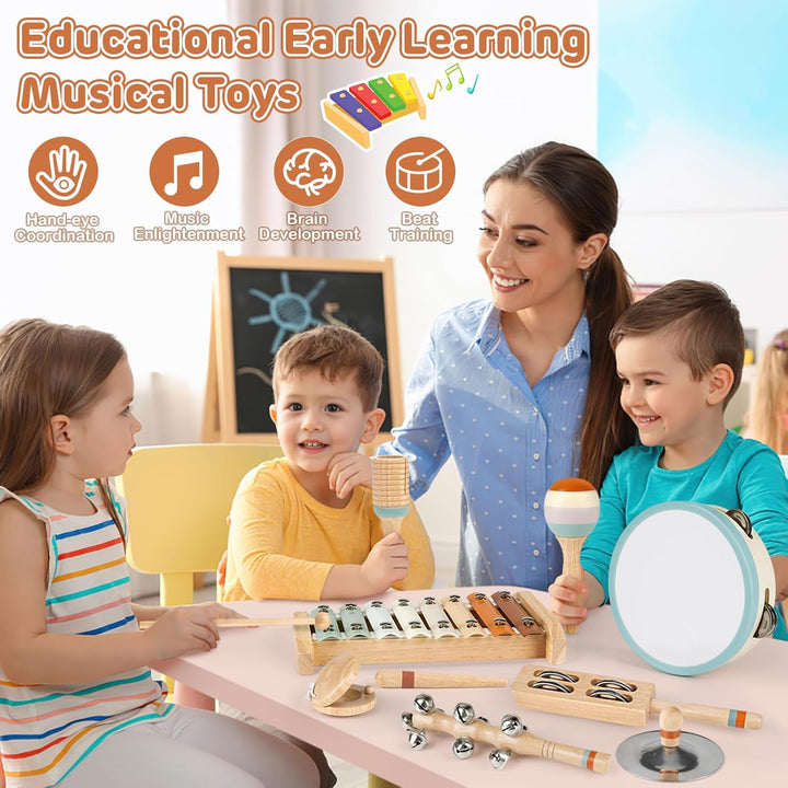 Wooden Musical Instruments Set for Toddlers