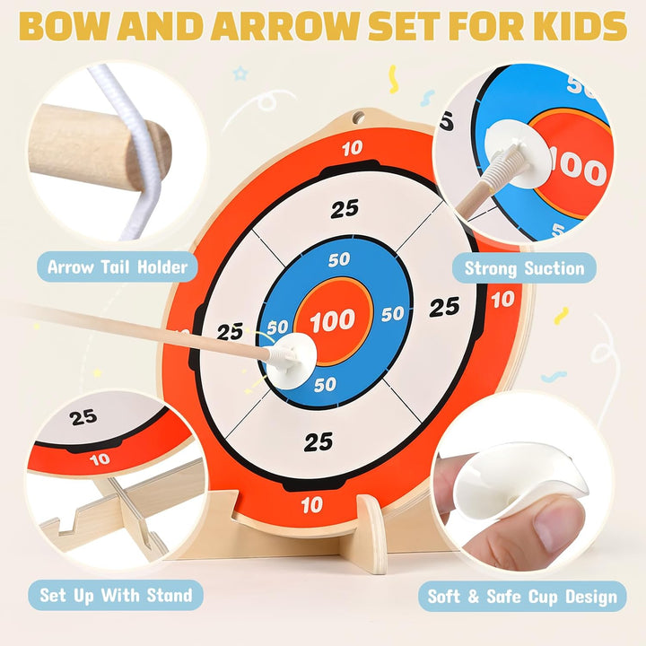 Wooden Bow and Arrow Set for Kids