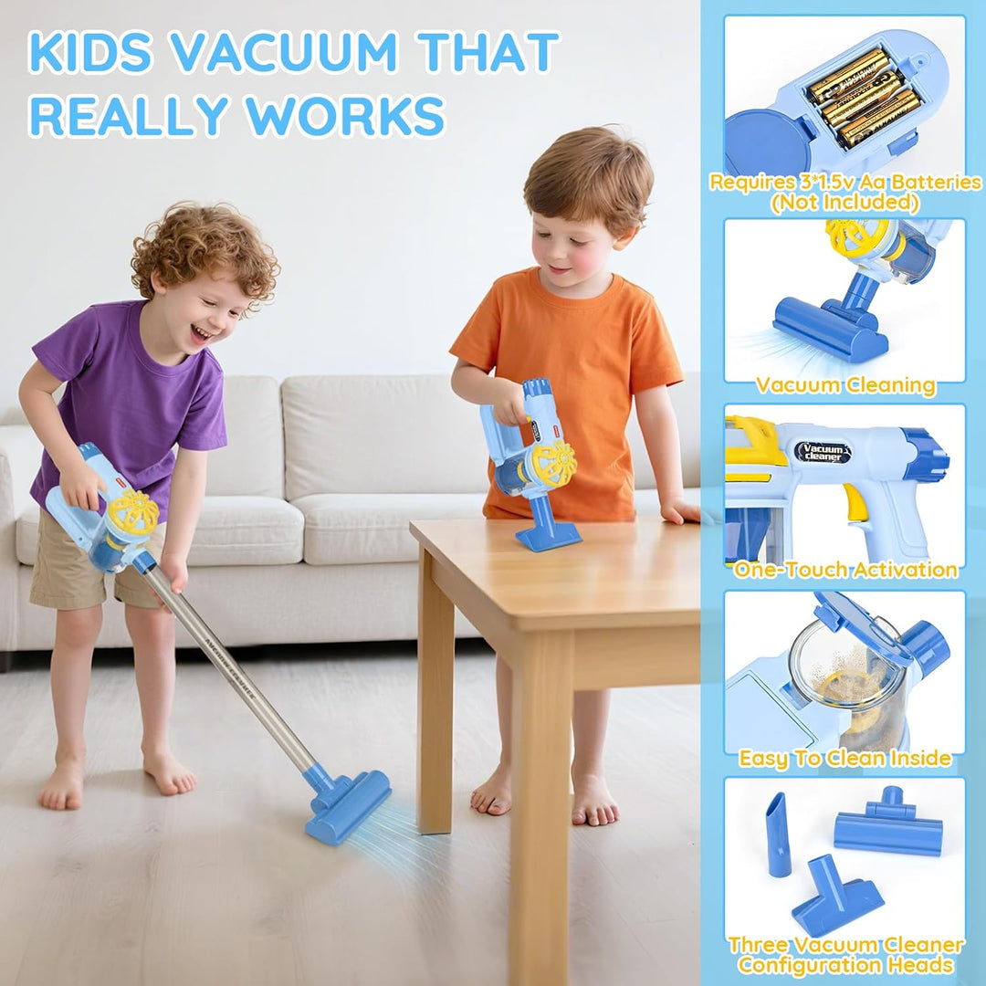 Wooden Kids Cleaning Set with Vacuum, 11 PCS Montessori Toys for Ages 3-6