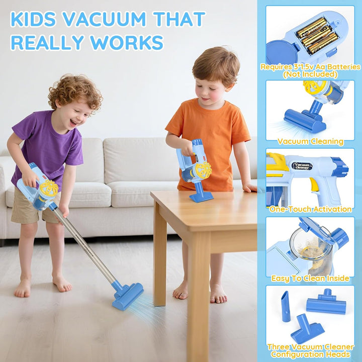 Wooden Kids Cleaning Set with Vacuum, 11 PCS Montessori Toys for Ages 3-6