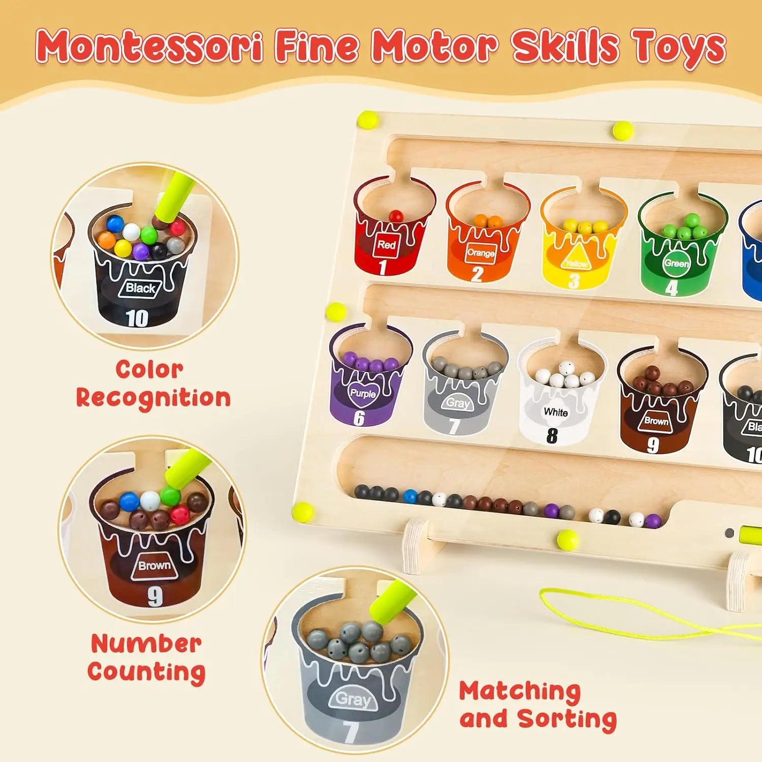 Magnetic Color & Number Maze – Montessori Toy for Toddlers – Joyreal
