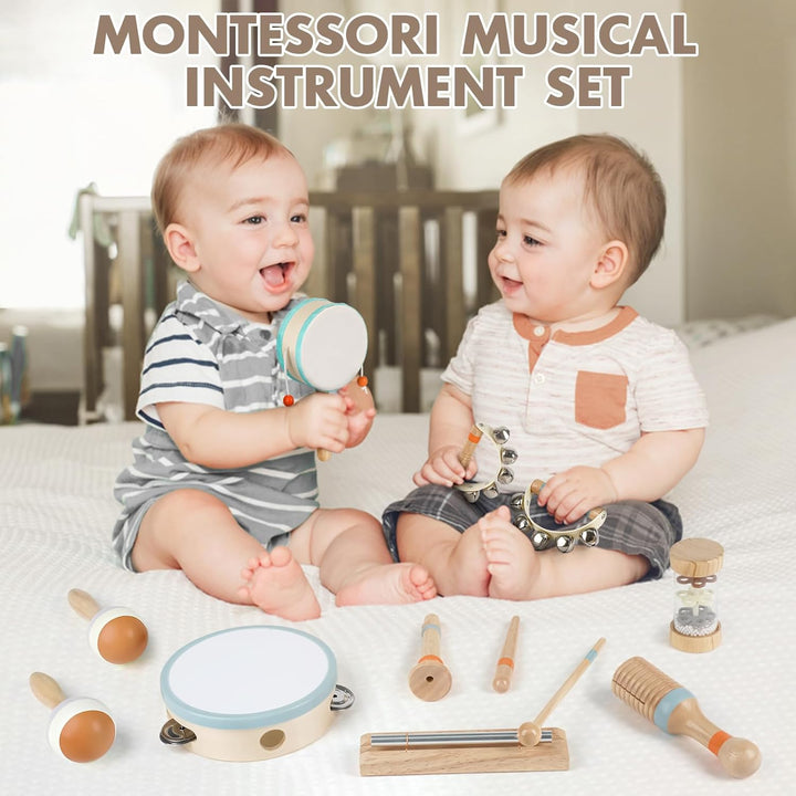 Wooden Montessori Musical Toys for Toddlers 1-3 – Baby Drum & Instrument