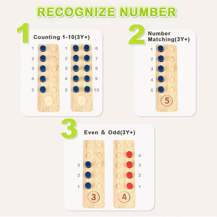 Wooden Montessori Counting Peg Board – Math Learning Toy for 3-5 Year Olds