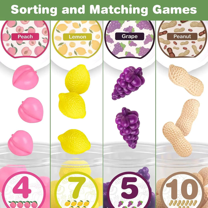 Color Sorting Toys with Play Food for Toddlers 