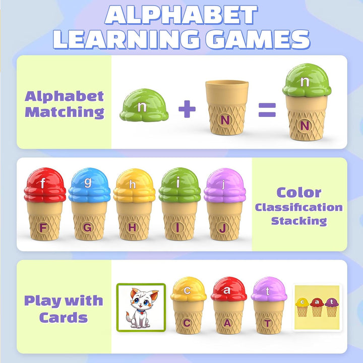 Ice Cream Sorting & Alphabet Toys – Montessori Learning for Toddlers