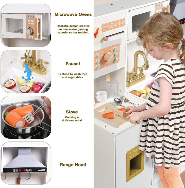 Wooden Play Kitchen Set for Kids Age 3+
