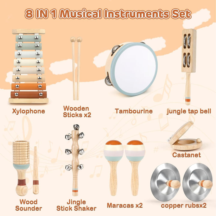 Wooden Musical Instruments Set for Toddlers