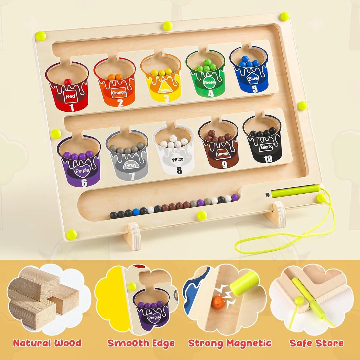 マニー　コラージュトレー Magnetic Color & Number Maze – Montessori Toy for Toddlers – Joyreal