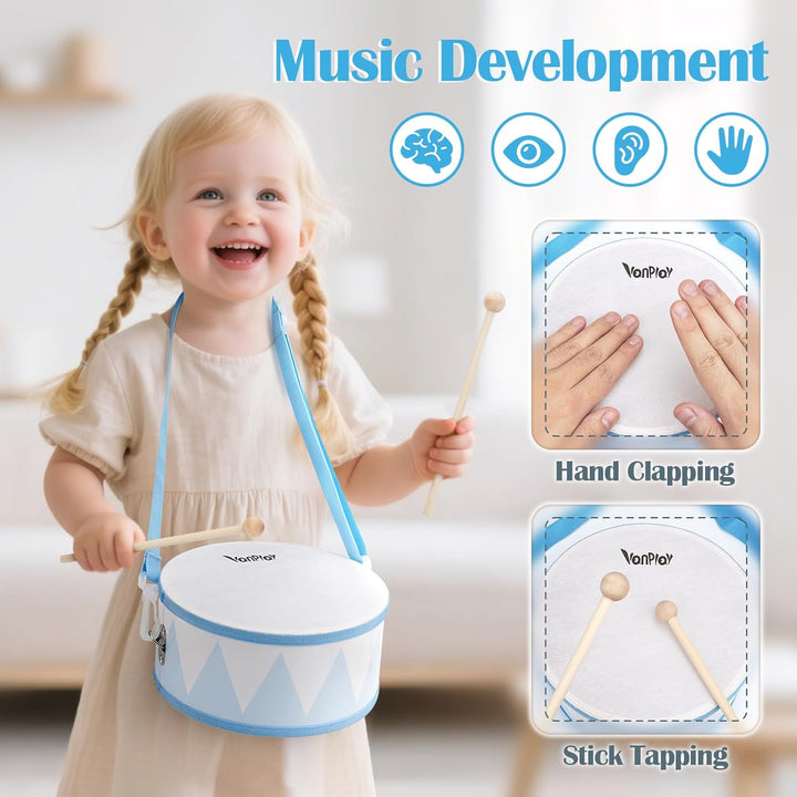 Toddlers Drum Set - 6-in-1 Wooden Montessori Musical Toys for 2-4 Year Olds