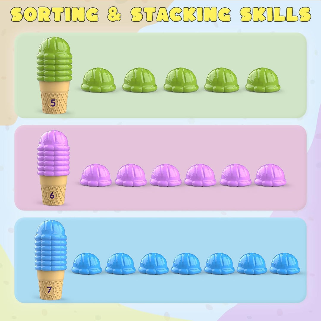 Ice Cream Sorting & Counting Toys – Montessori Math Learning Set for Toddlers
