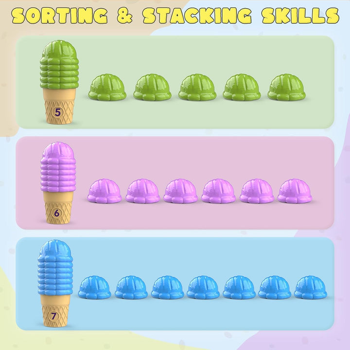 Ice Cream Sorting & Counting Toys – Montessori Math Learning Set for Toddlers