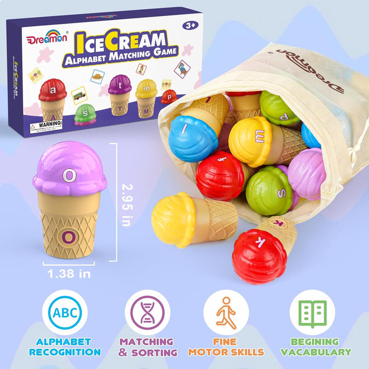 Ice Cream Sorting & Alphabet Toys – Montessori Learning for Toddlers