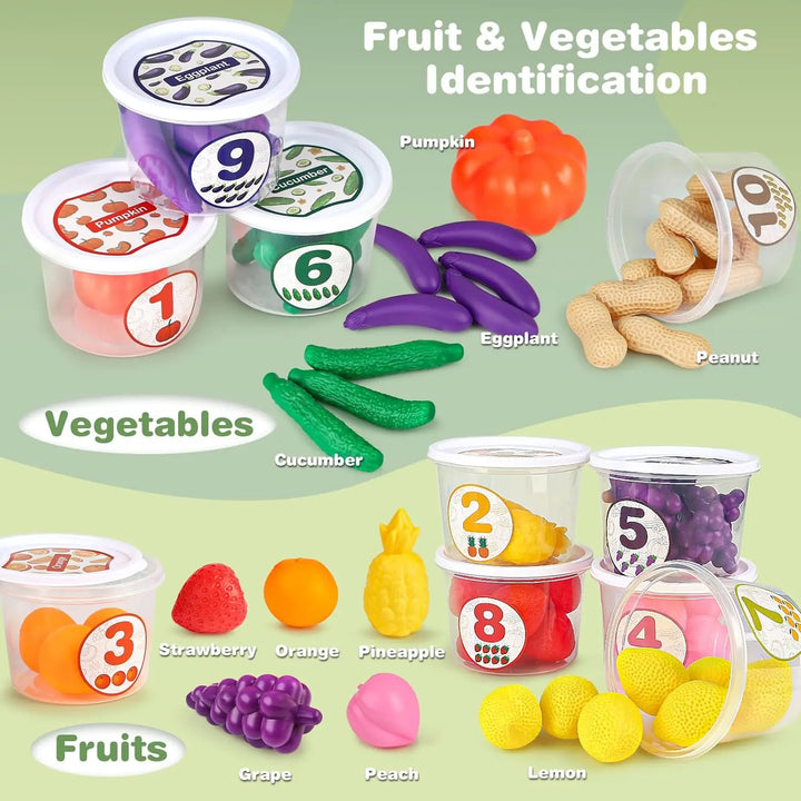 Color Sorting Toys with Play Food for Toddlers 