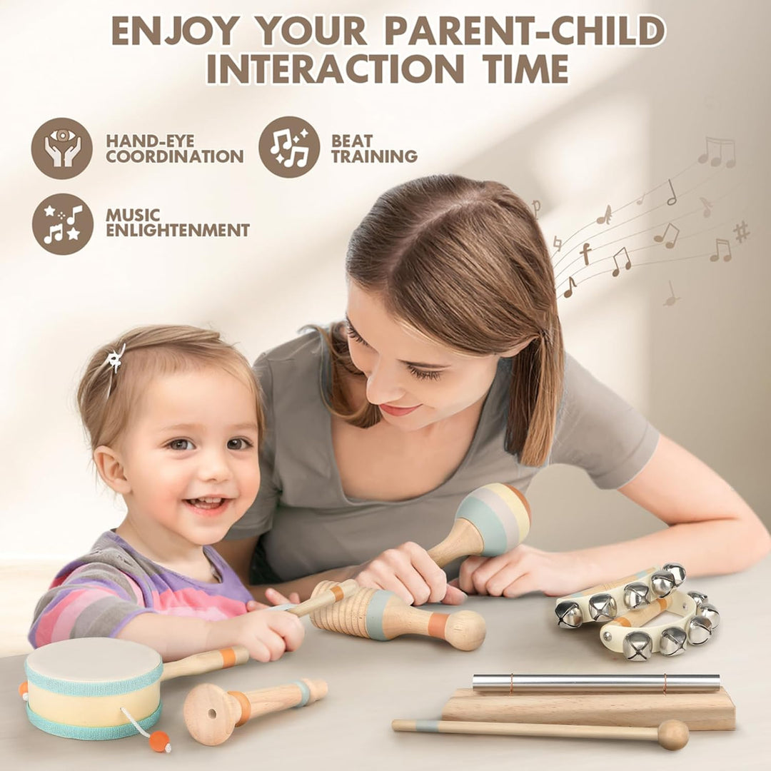 Wooden Montessori Musical Toys for Toddlers 1-3 – Baby Drum & Instrument
