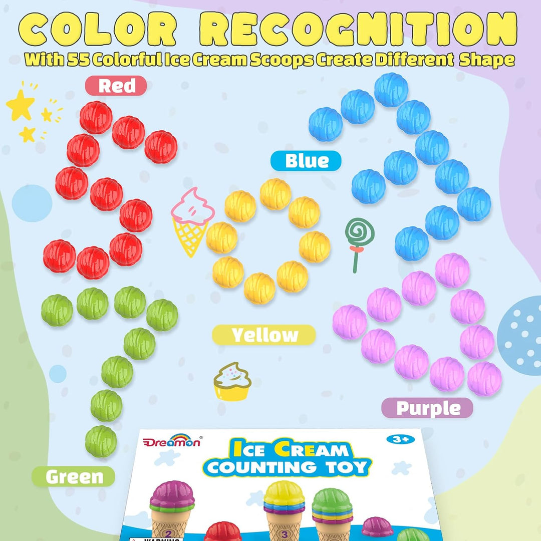 Ice Cream Sorting & Counting Toys – Montessori Math Learning Set for Toddlers