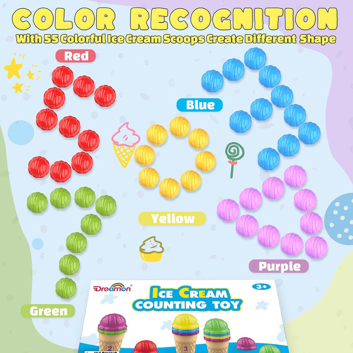 Ice Cream Sorting & Counting Toys – Montessori Math Learning Set for Toddlers