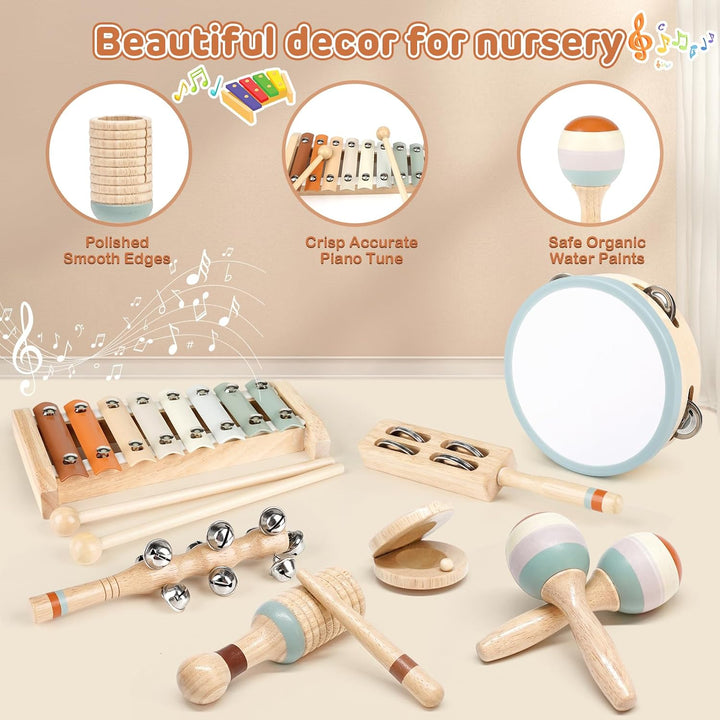 Wooden Musical Instruments Set for Toddlers