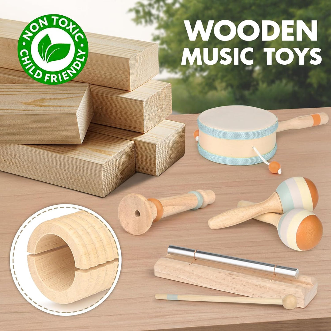 Wooden Montessori Musical Toys for Toddlers 1-3 – Baby Drum & Instrument