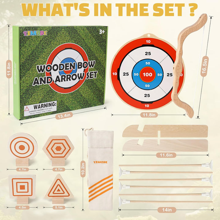 Wooden Bow and Arrow Set for Kids