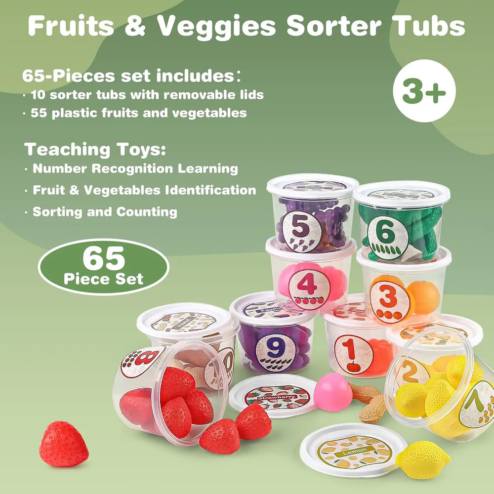 Color Sorting Toys with Play Food for Toddlers 