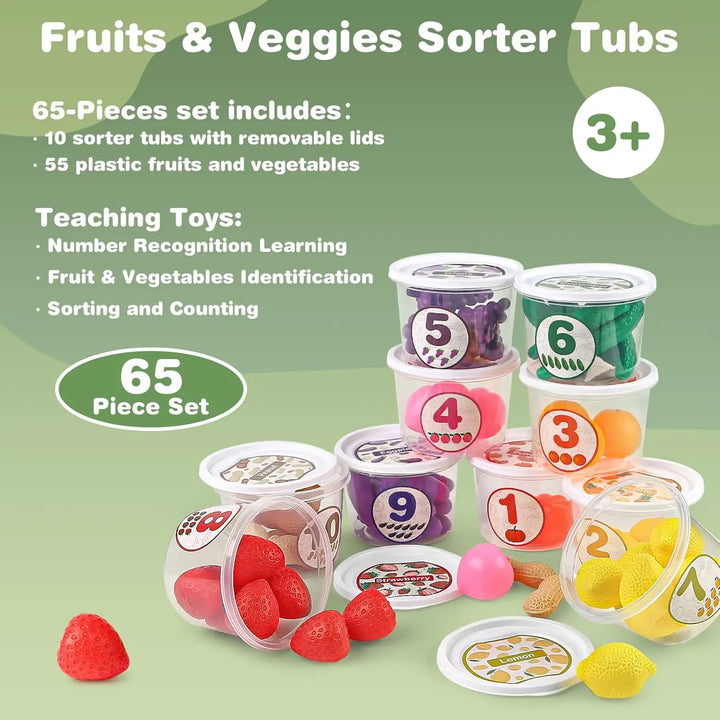 Color Sorting Toys with Play Food for Toddlers 