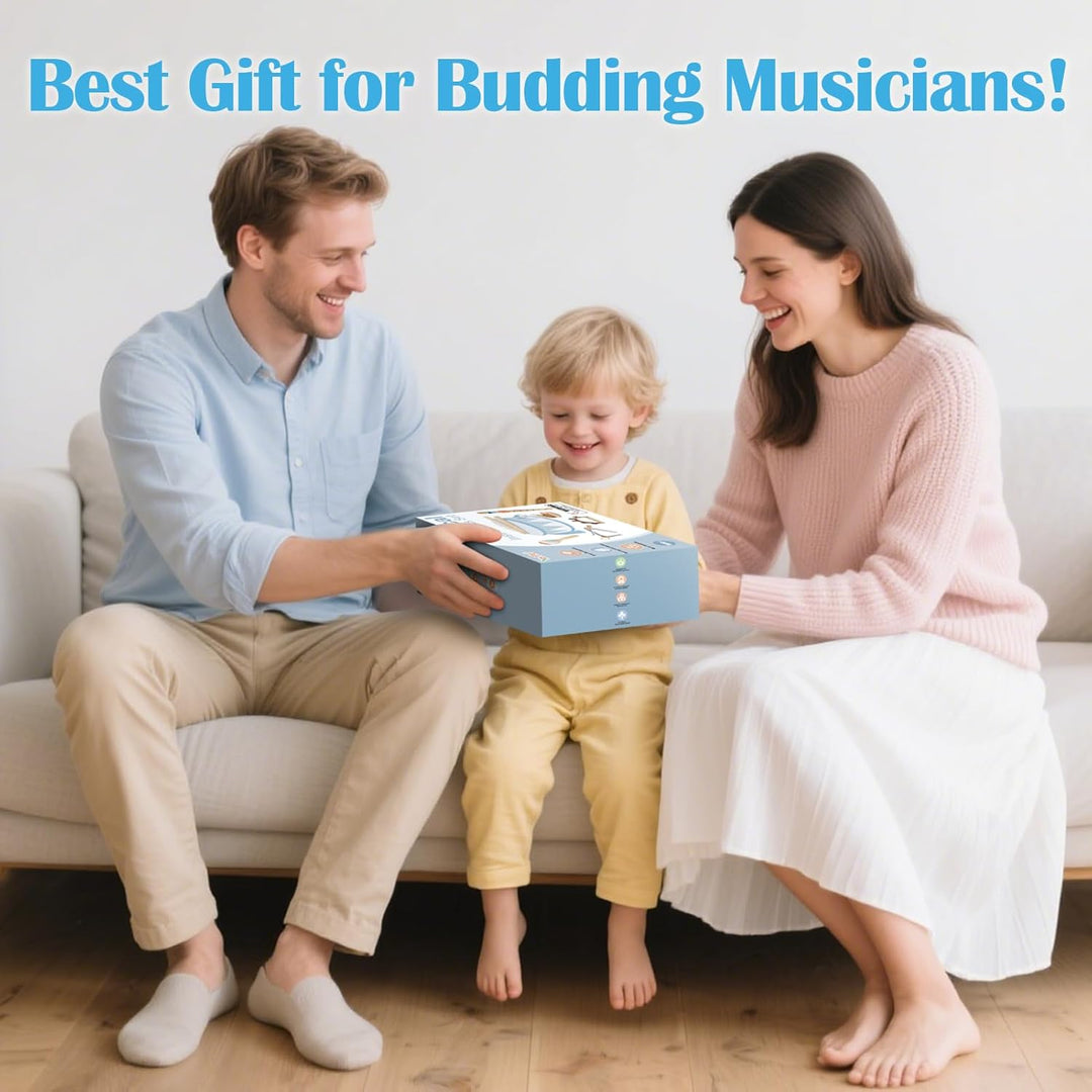 Toddlers Drum Set - 6-in-1 Wooden Montessori Musical Toys for 2-4 Year Olds