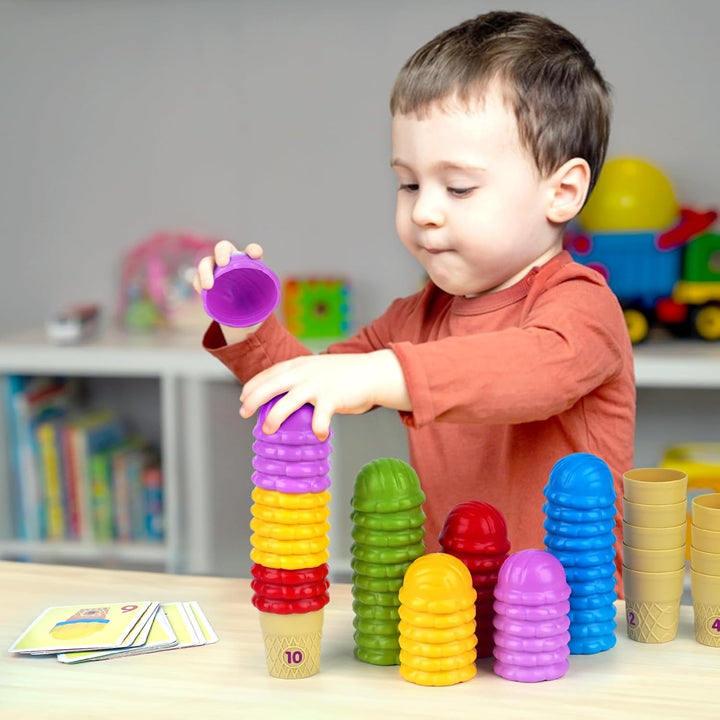 Ice Cream Sorting & Counting Toys – Montessori Math Learning Set for Toddlers