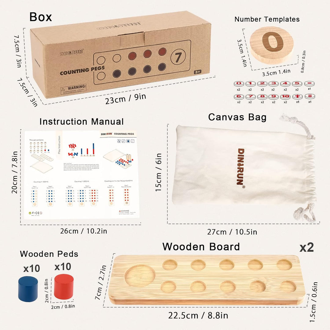 Wooden Montessori Counting Peg Board – Math Learning Toy for 3-5 Year Olds