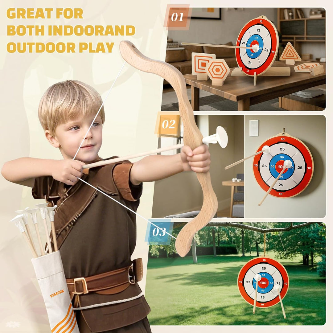 Wooden Bow and Arrow Set for Kids