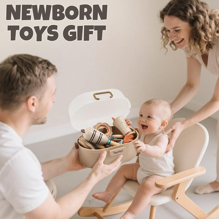 Baby Rattles & Teethers Set – Soft Sensory Toys for 0-6 Month Newborns