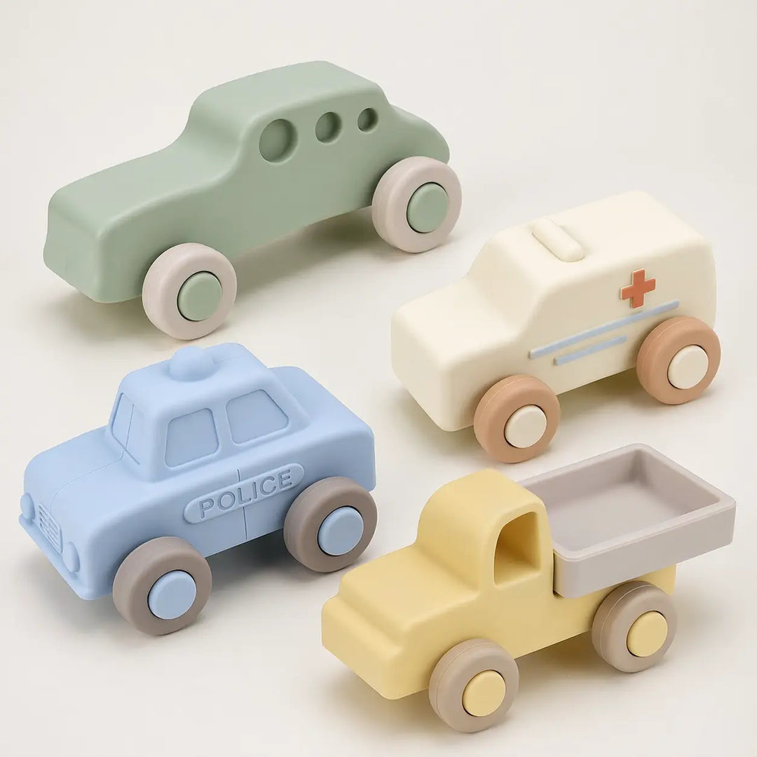 Silicone Baby Car Toys with Storage Box for Babies 6 M+ 