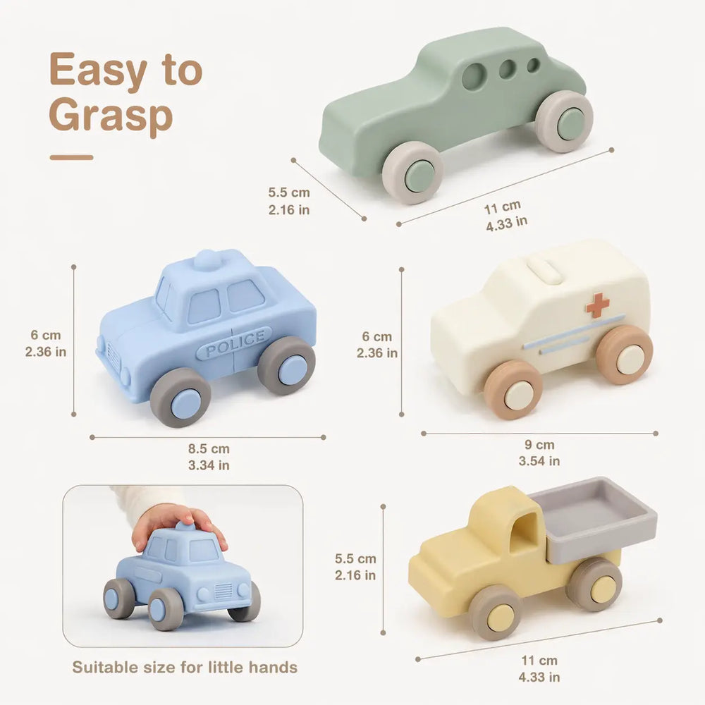 Silicone Baby Car Toys with Storage Box for Babies 6 M+ 