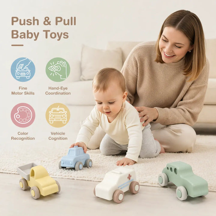 Silicone Baby Car Toys with Storage Box for Babies 6 M+ 
